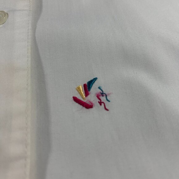 Vintage White Button Up Top Size M Embroidered Sailboats Classic 90s Coastal Gma - Picture 9 of 11